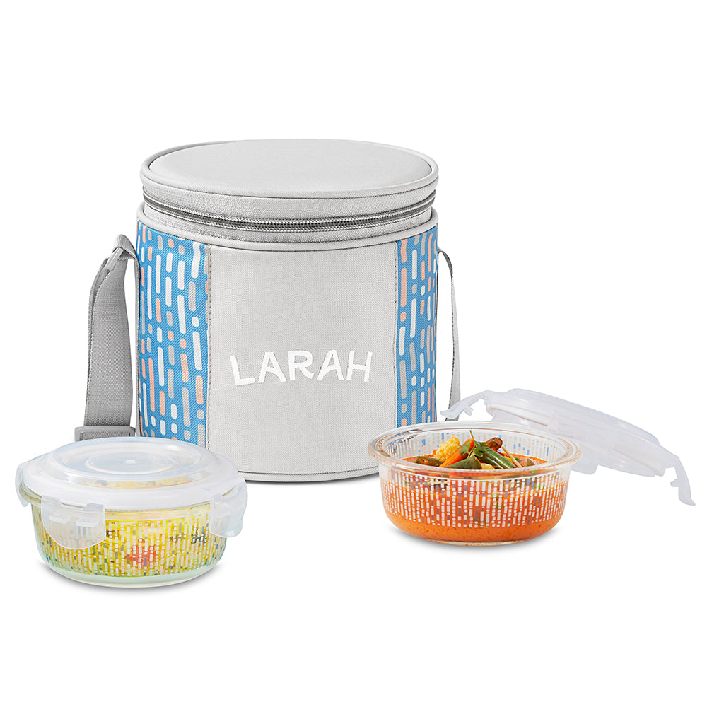 Larah Vogue Glass Lunchbox, Round x 2 (Tall)