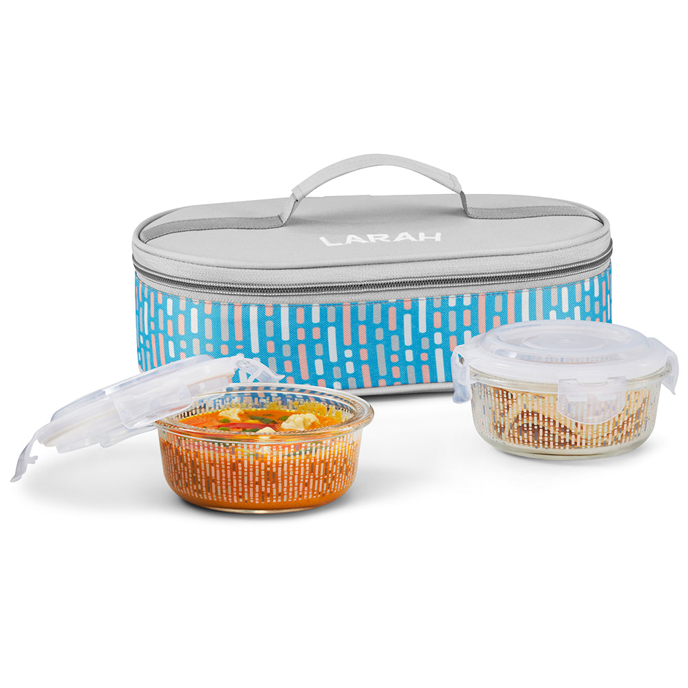 Larah Vogue Glass Lunchbox, Round x 2 (Flat)