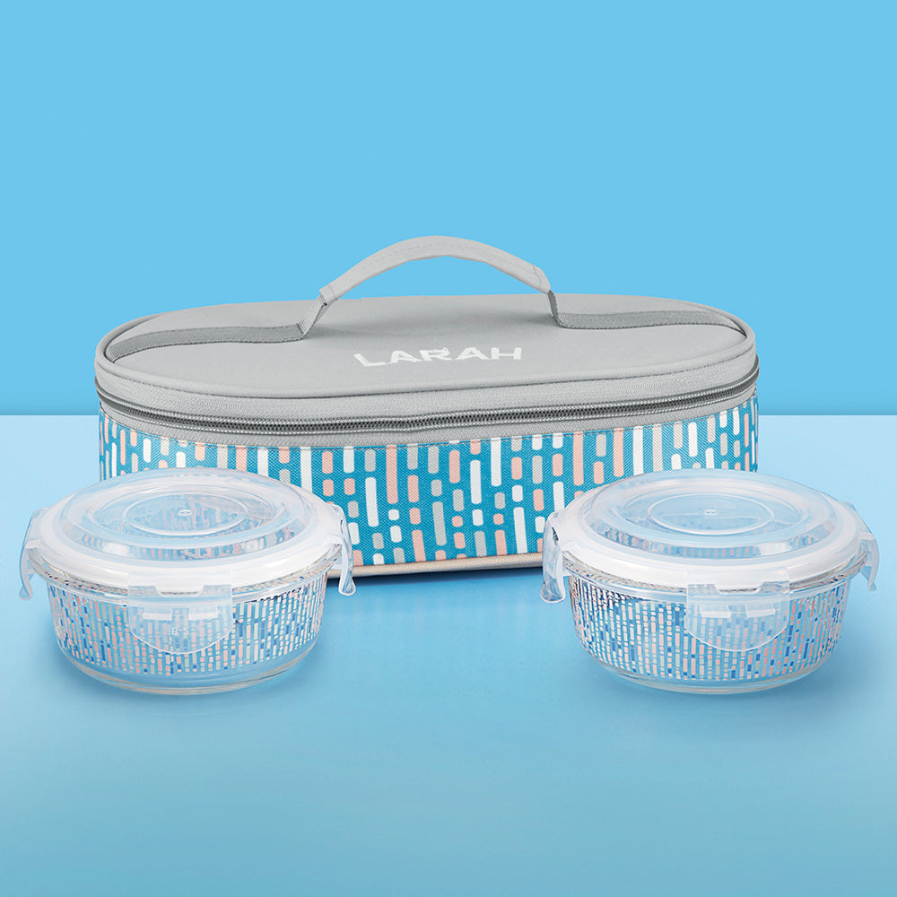 Larah Vogue Glass Lunchbox, Round x 2 (Flat)