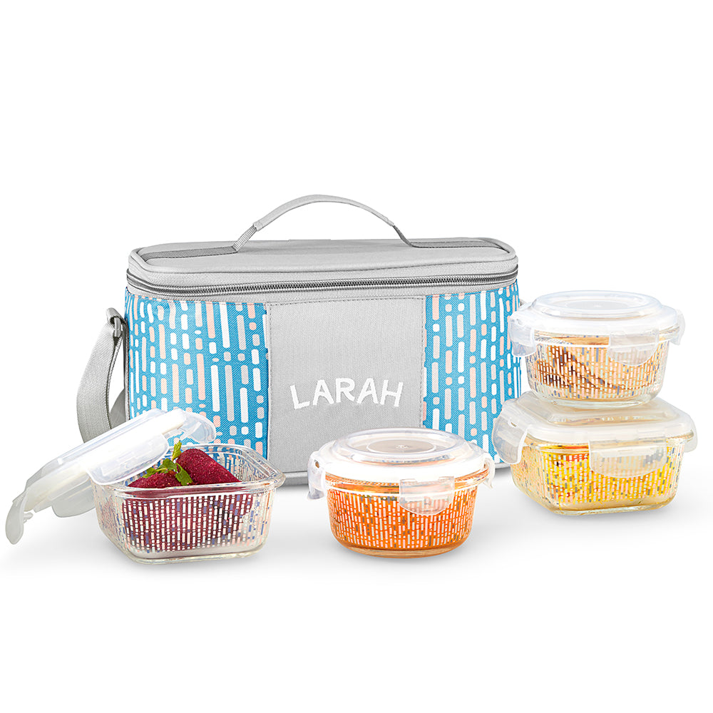 Larah Vogue Universal Glass Lunchbox, Set of 4
