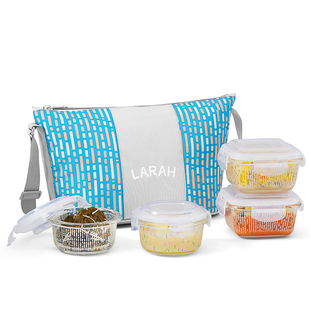 Larah Vogue Daisy Glass Lunchbox, Set of 4