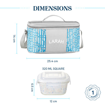 Larah Vogue Glass Lunchbox, Square x 4