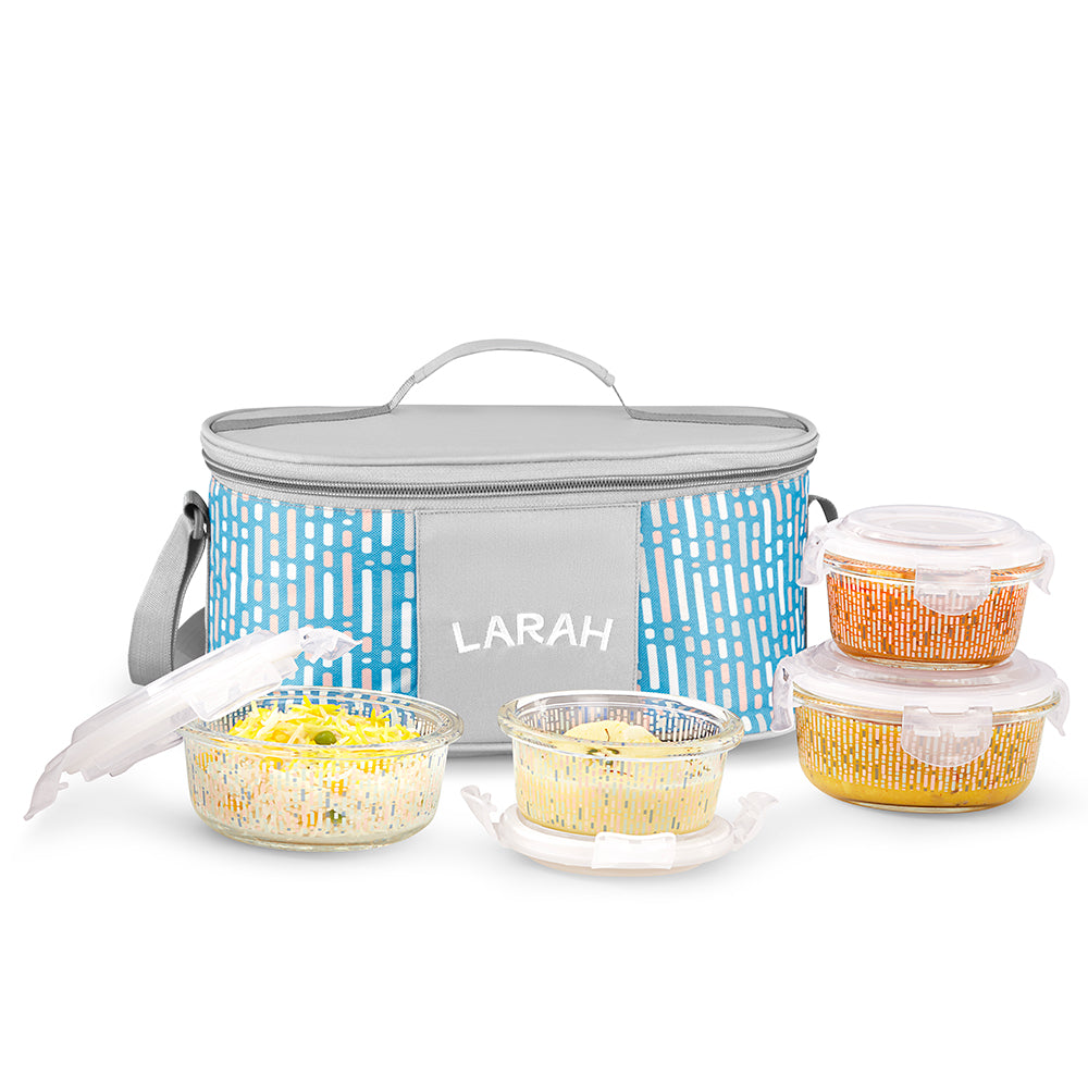 Larah Vogue Fusion Glass Lunchbox, Set of 4