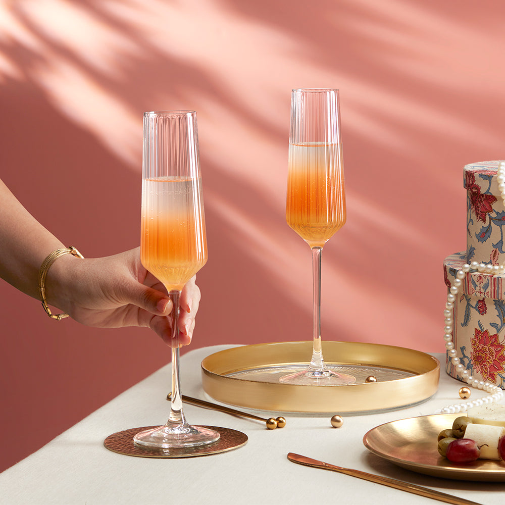 Diamond Champagne Glass, Set of 2