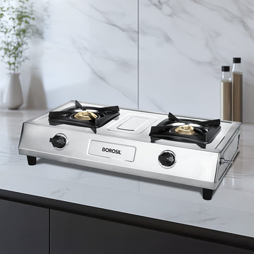 Borosil Smart Flame DLX Stainless Steel Gas Stove, 2 Burners