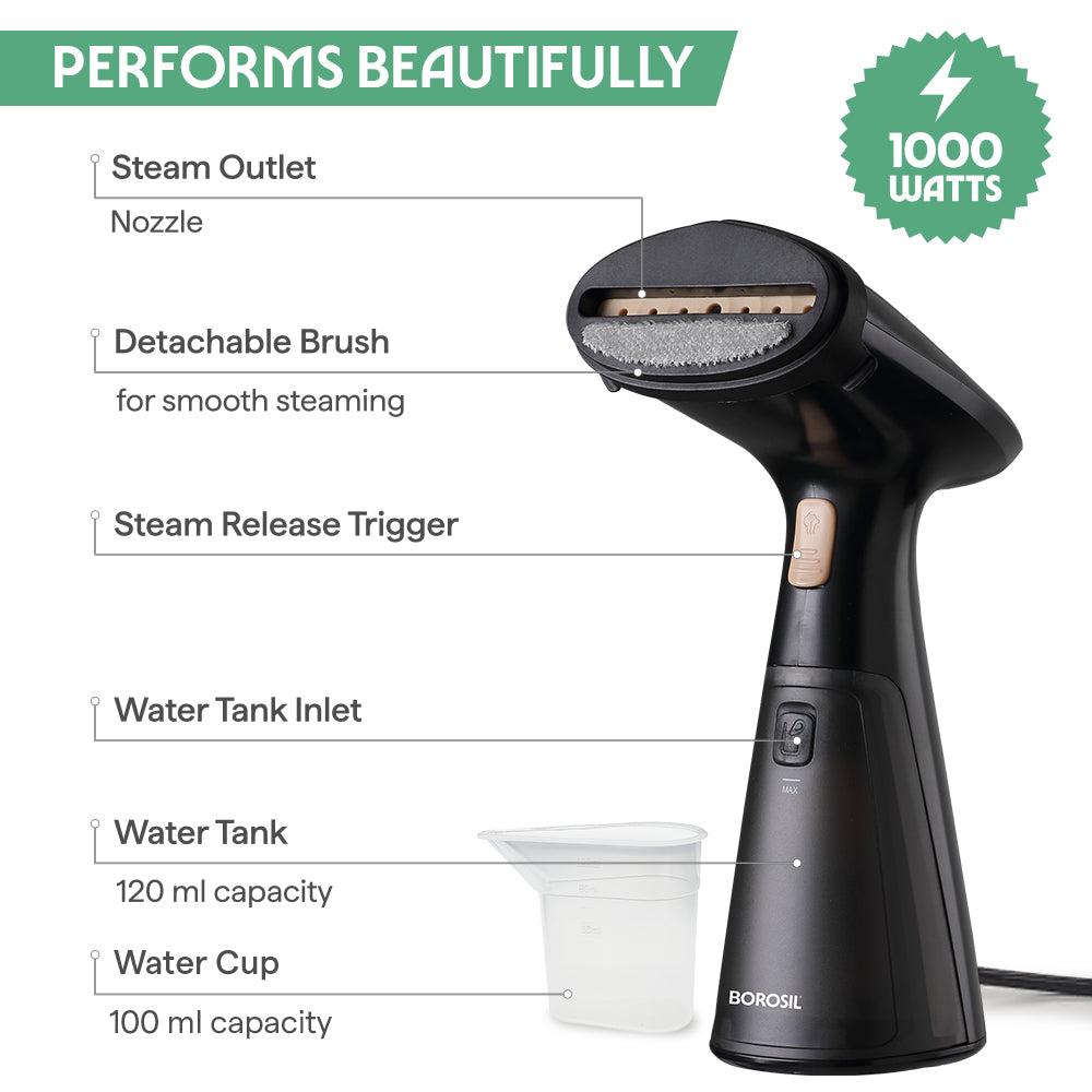 Borosil Handheld Garment Steamer GS03, 1000W