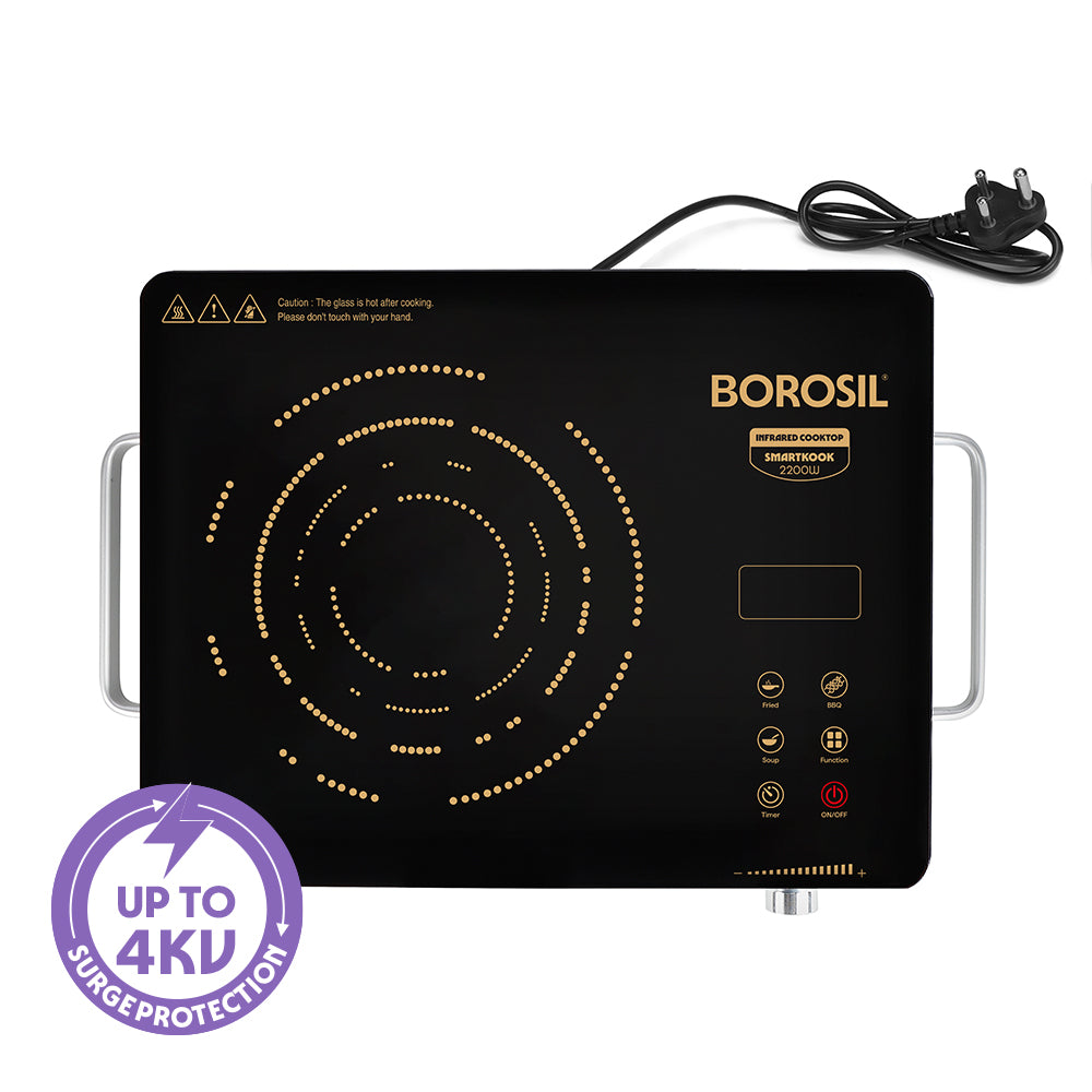 Borosil Smart Kook Infrared-PC01 Induction Cooker, 2200 W, Compatible with all Metal Cookware