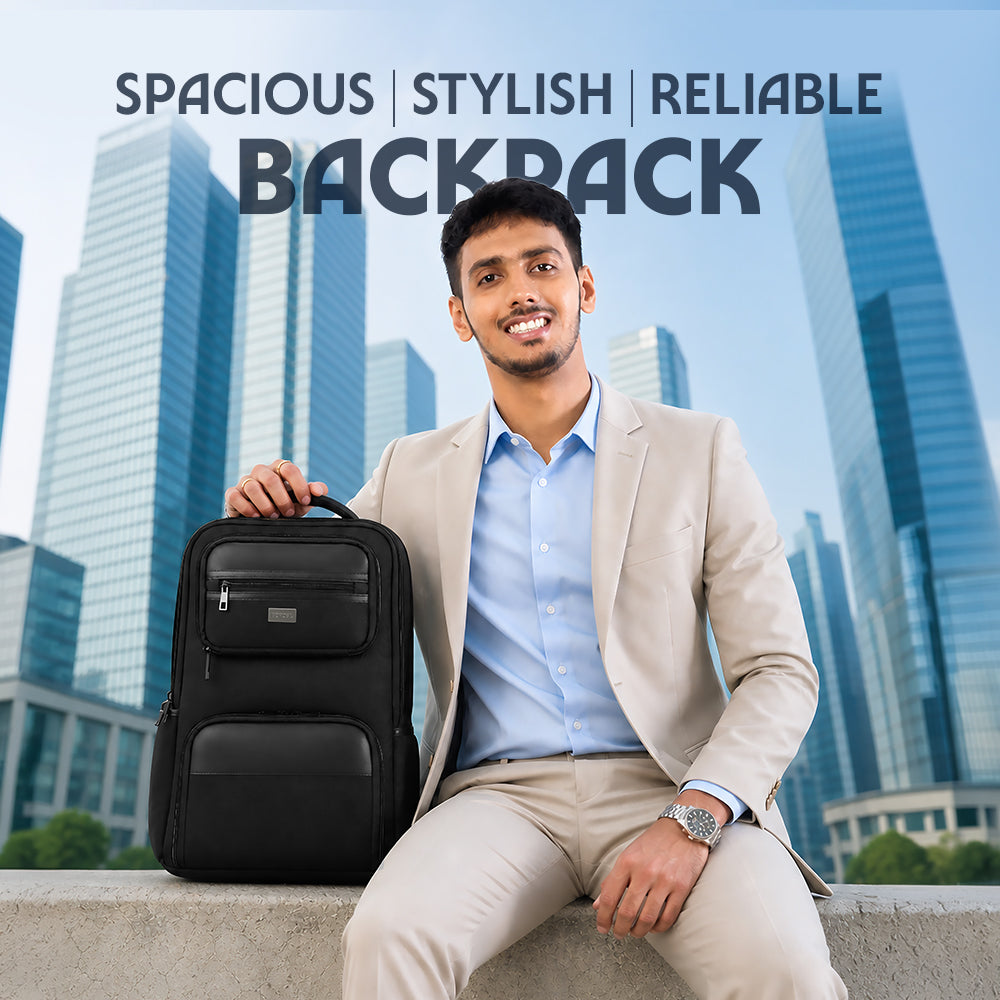 MaxPack Professional Backpack with Universal Glass Lunch Box, Black