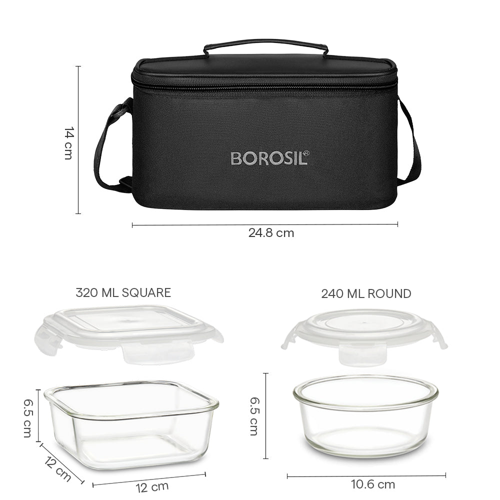 MaxPack Professional Backpack with Universal Glass Lunch Box, Black