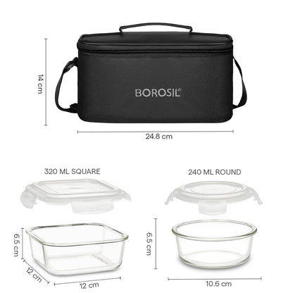 MaxPack Professional Backpack with Universal Glass Lunch Box, Black