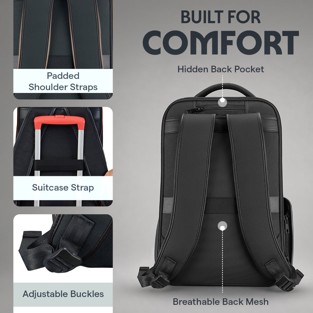 MaxPack Professional Backpack with Universal Glass Lunch Box, Black
