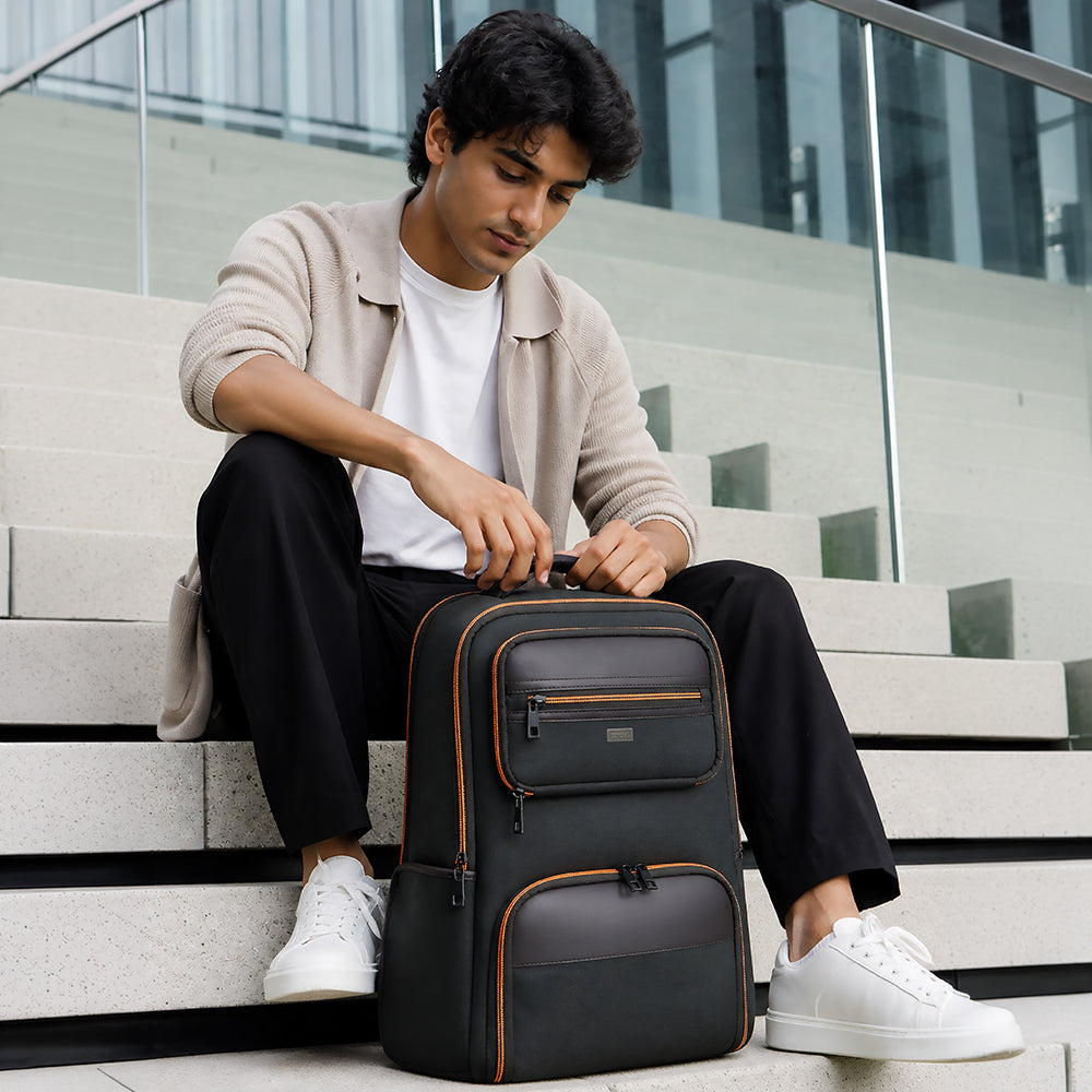 MaxPack Professional Backpack with Universal Glass Lunch Box, Orange