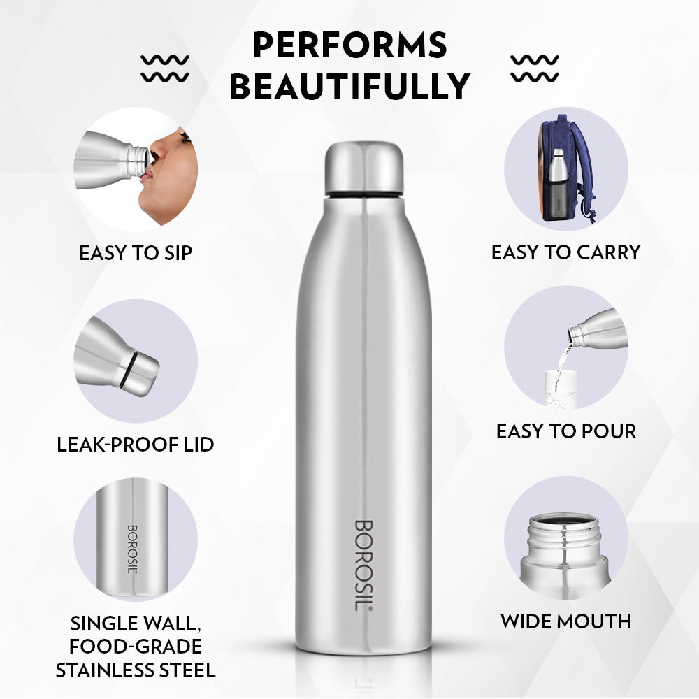Borosil Juno Single Wall Bottle, 950ml