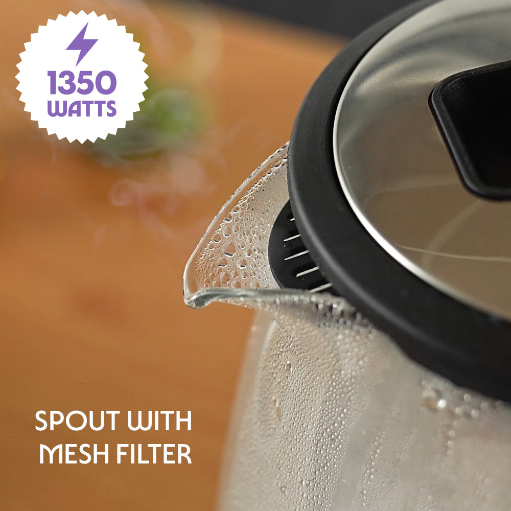 Crystal 1.2L Electric Glass Kettle, 1350 W