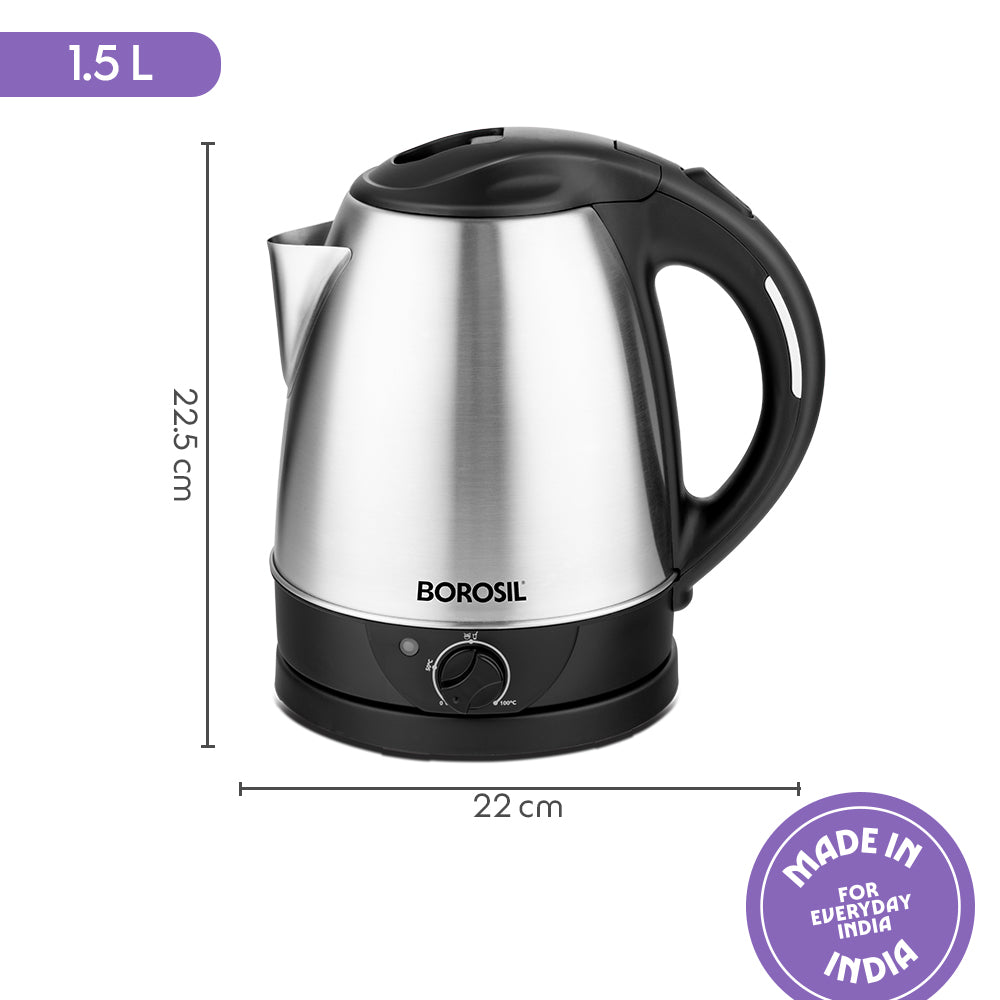 Borosil Bioluxe 1.5L Variable SS Electric Kettle