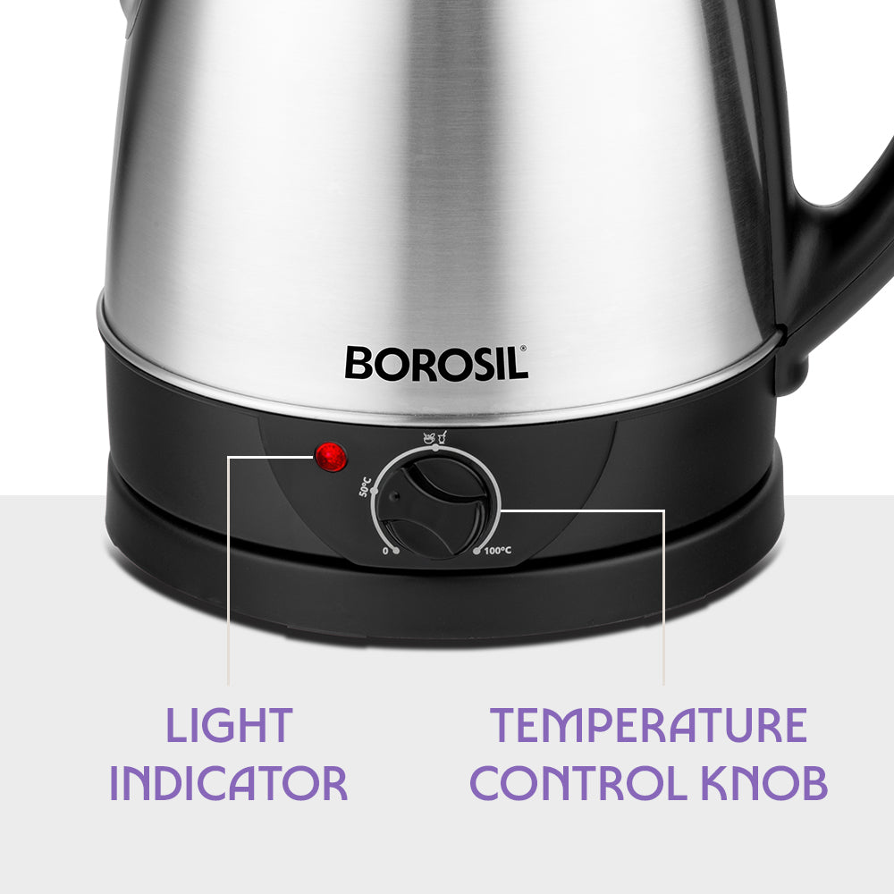 Borosil Bioluxe 1.5L Variable SS Electric Kettle
