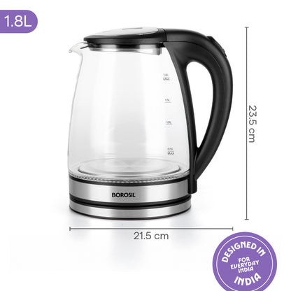 Crystal 1.8L Electric Glass Kettle, 1500 W