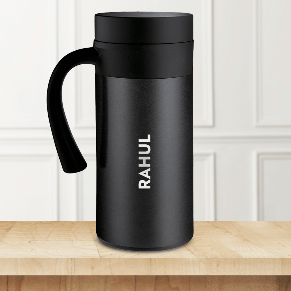 Borosil CafeTime Insulated Mug, Black, Personalise, 400ml