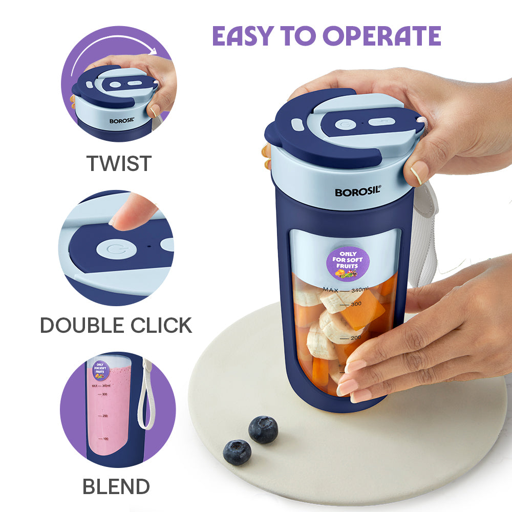 Nutrisip Portable Blender, Blue, 40 W