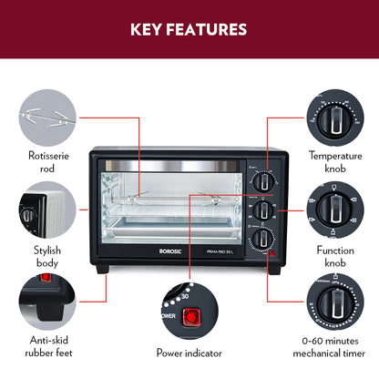 Prima Pro 30L Oven Toaster Griller(OTG), 1500W