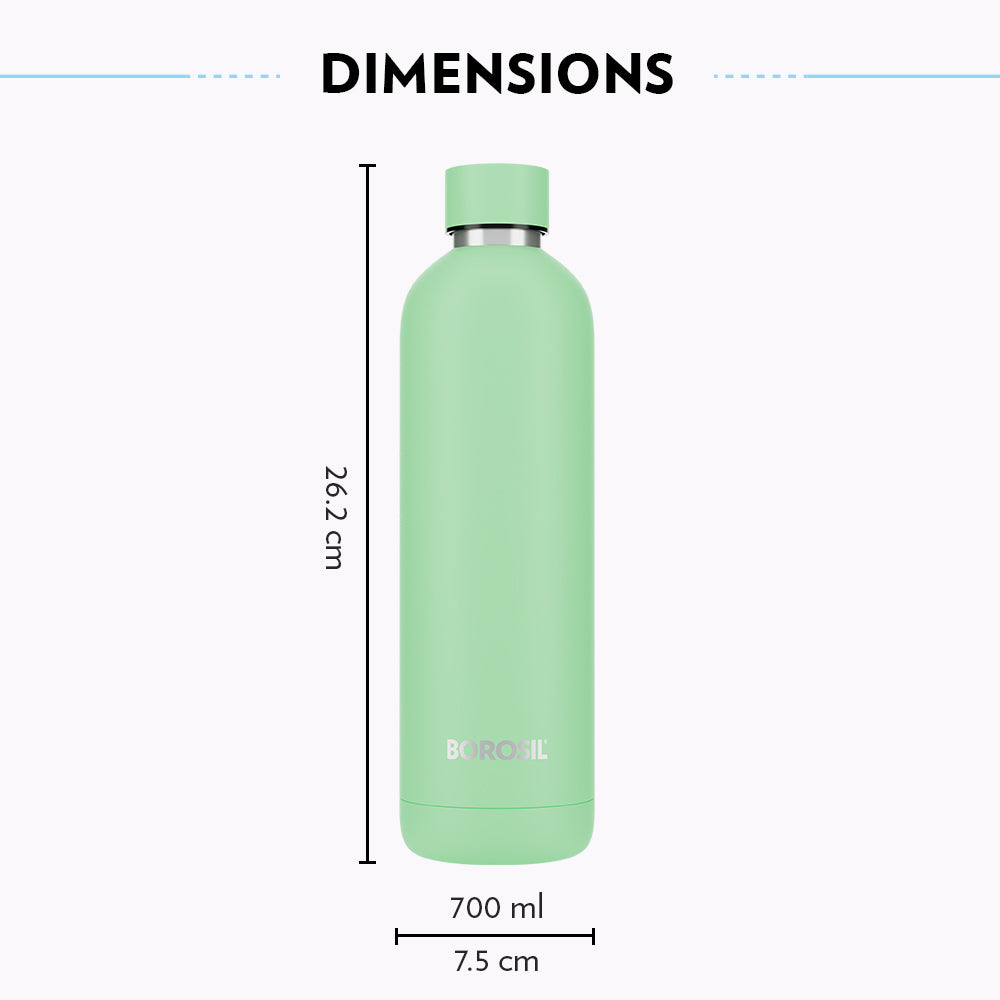 Borosil Pacific Insulated Bottle, Light Green, 700ml, 700ml