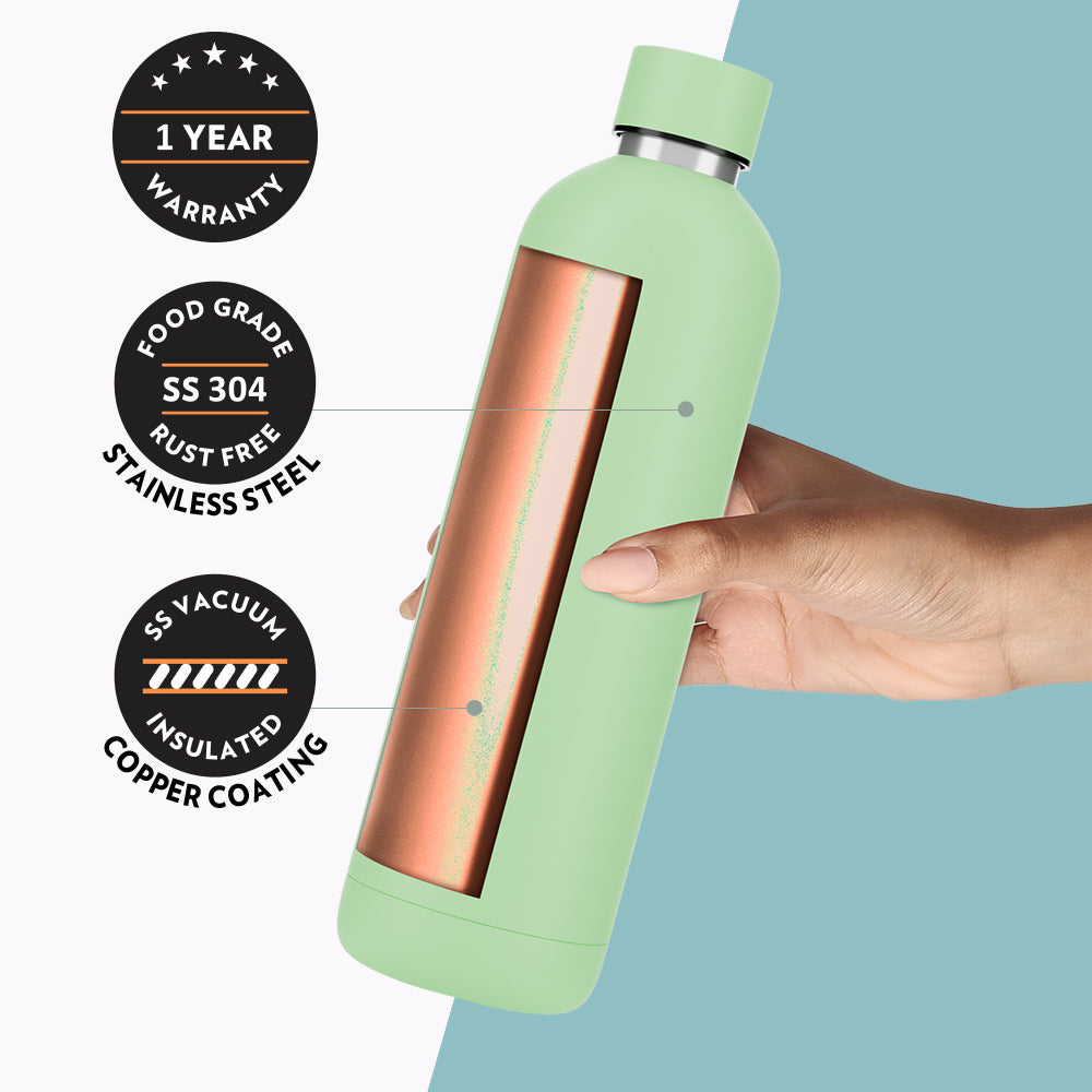 Borosil Pacific Insulated Bottle, Light Green, 700ml, 700ml