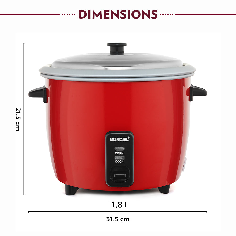 Borosil Pronto Dual Electric Rice Cooker, 1.8L