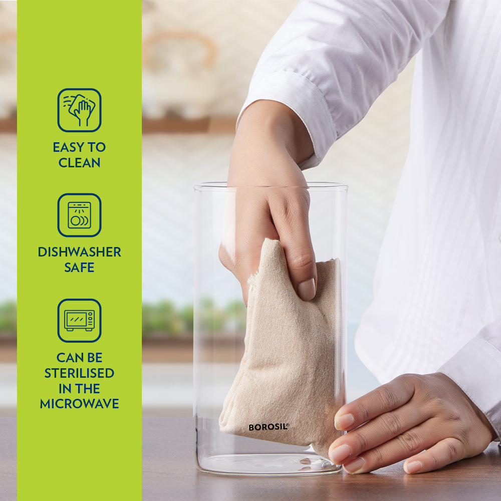 Borosil Stack n Store Classic Jar with Black PP Lid , 1.2 L