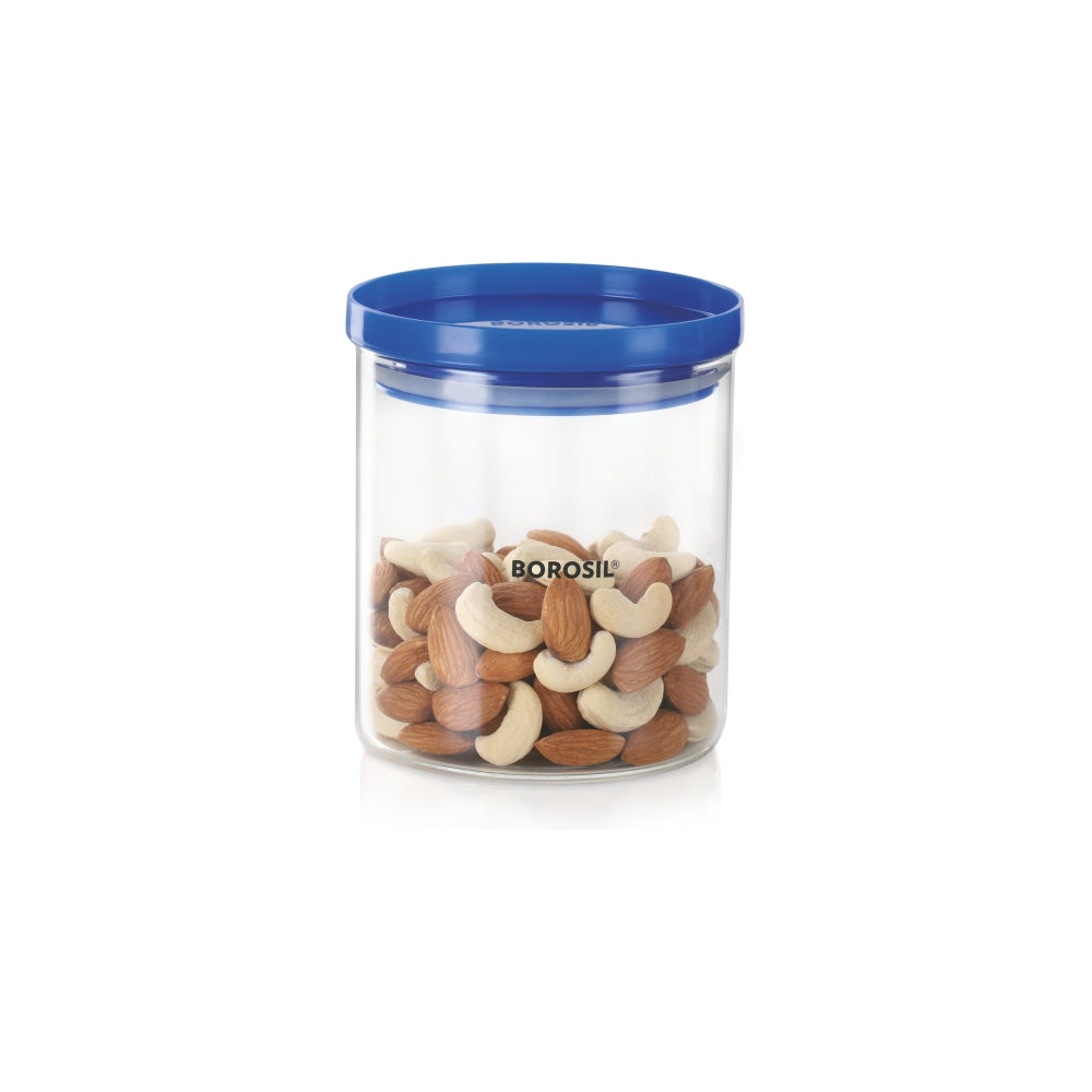 Borosil Stack n Store Jar (Blue PP Lid), 600ml