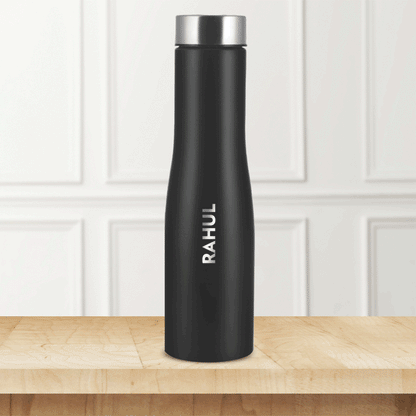 Personalised Swan Stainless Steel Single Wall Bottle, Black