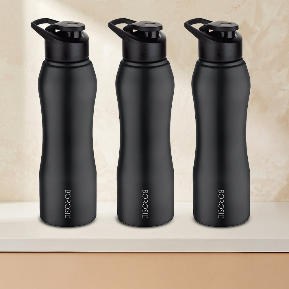 Grip n Sip Single Wall Bottle Set, Black