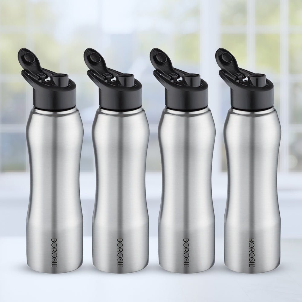 Borosil Grip-n-Sip Stainless Steel 1 L Silver - Set of 4