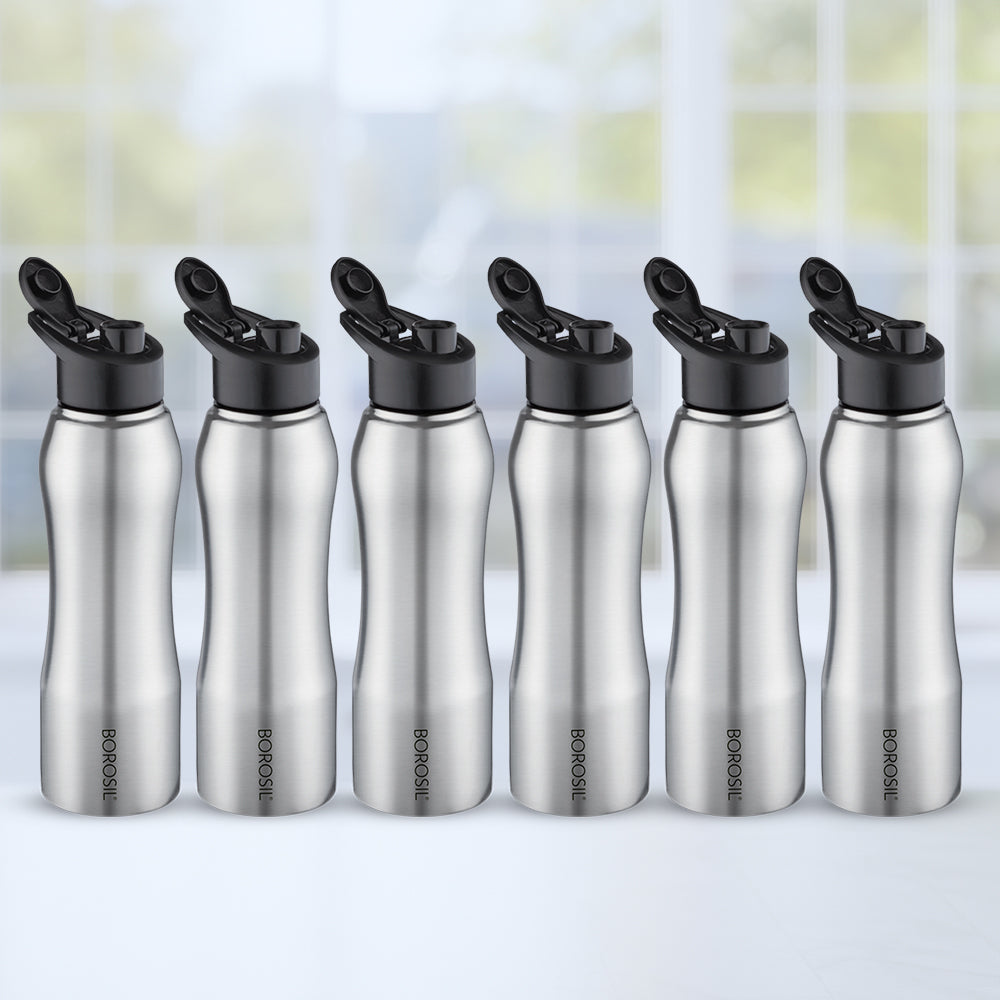 Borosil Grip-n-Sip Stainless Steel 1 L Silver - Set of 6