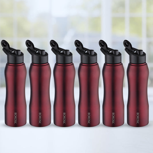 Borosil Grip-n-Sip Stainless Steel 1 L Maroon - Set of 6