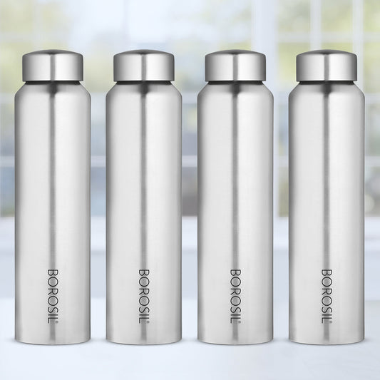 Borosil Aquaslim Stainless Steel 1 L Silver - Set of 4