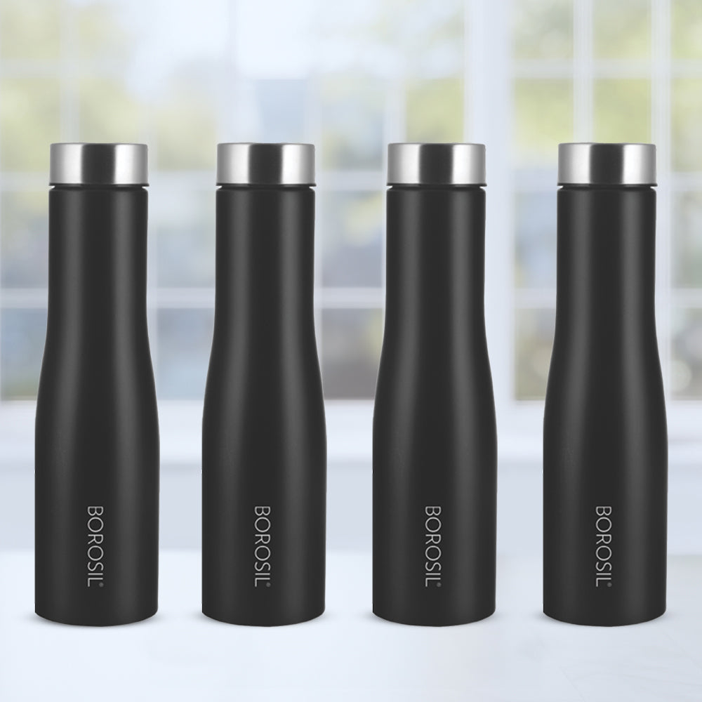 Borosil Swan Stainless Steel 1 L Black - Set of 4