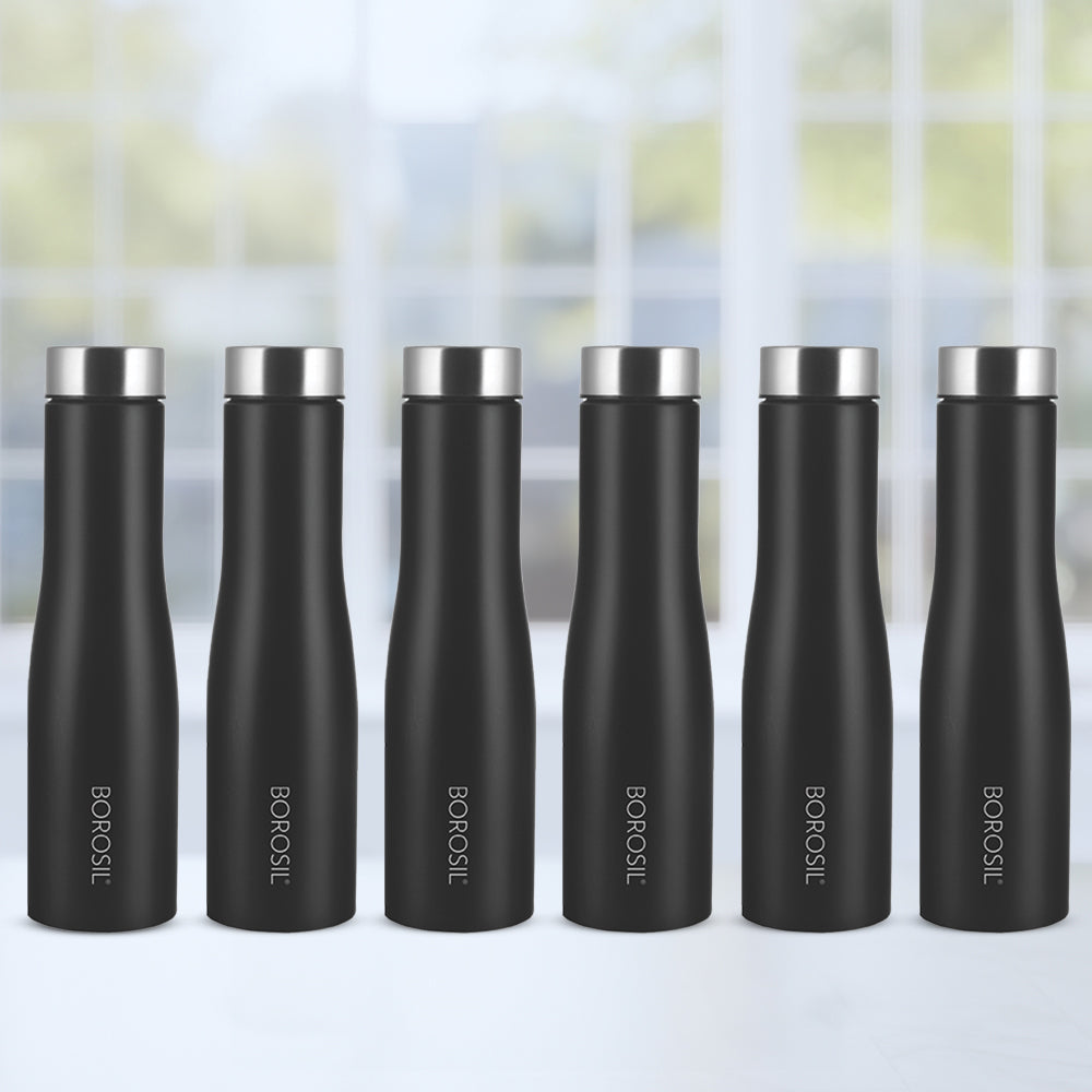 Borosil Swan Stainless Steel 1 L Black - Set of 6