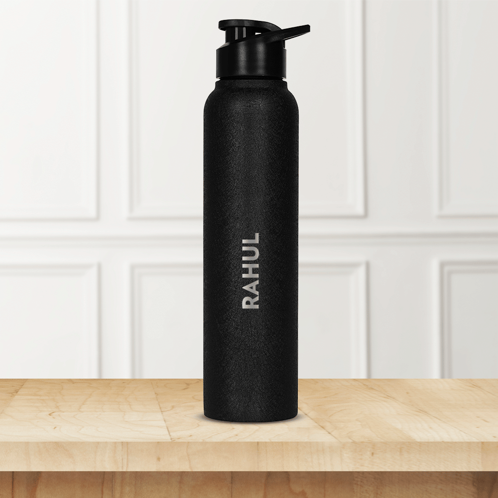 Personalised Cosmo Stainless Steel Single Wall Bottle, Black