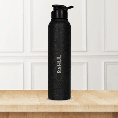 Personalised Cosmo Stainless Steel Single Wall Bottle, Black