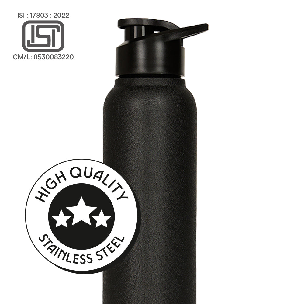 Personalised Cosmo Stainless Steel Single Wall Bottle, Black
