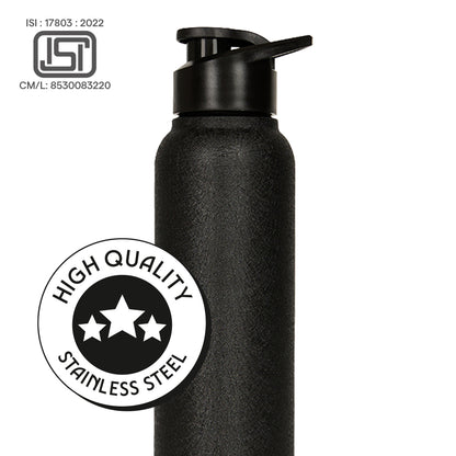 Personalised Cosmo Stainless Steel Single Wall Bottle, Black