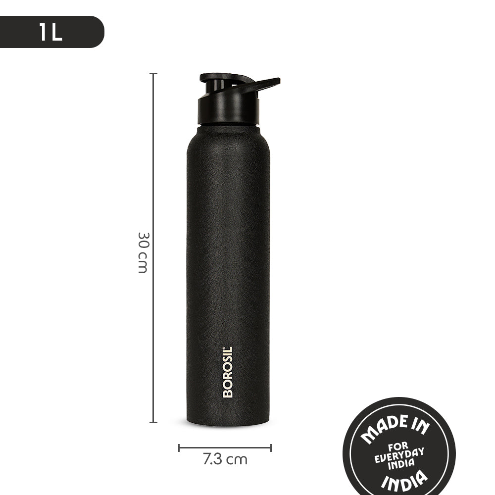 Personalised Cosmo Stainless Steel Single Wall Bottle, Black