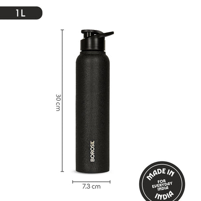 Personalised Cosmo Stainless Steel Single Wall Bottle, Black