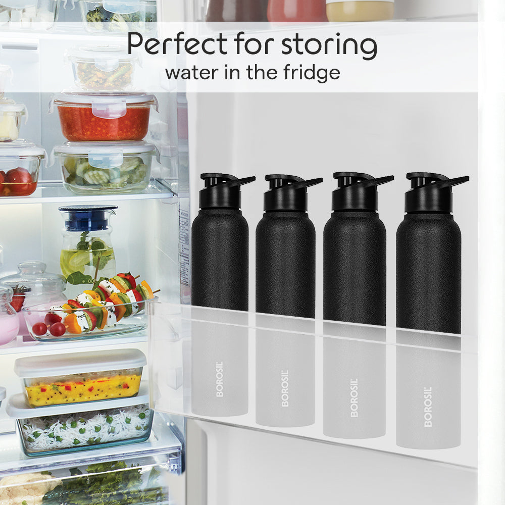 Personalised Cosmo Stainless Steel Single Wall Bottle, Black
