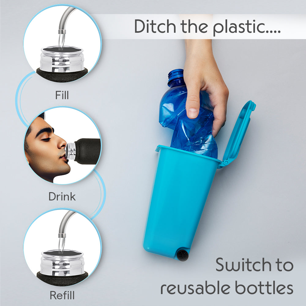 Personalised Cosmo Stainless Steel Single Wall Bottle, Black