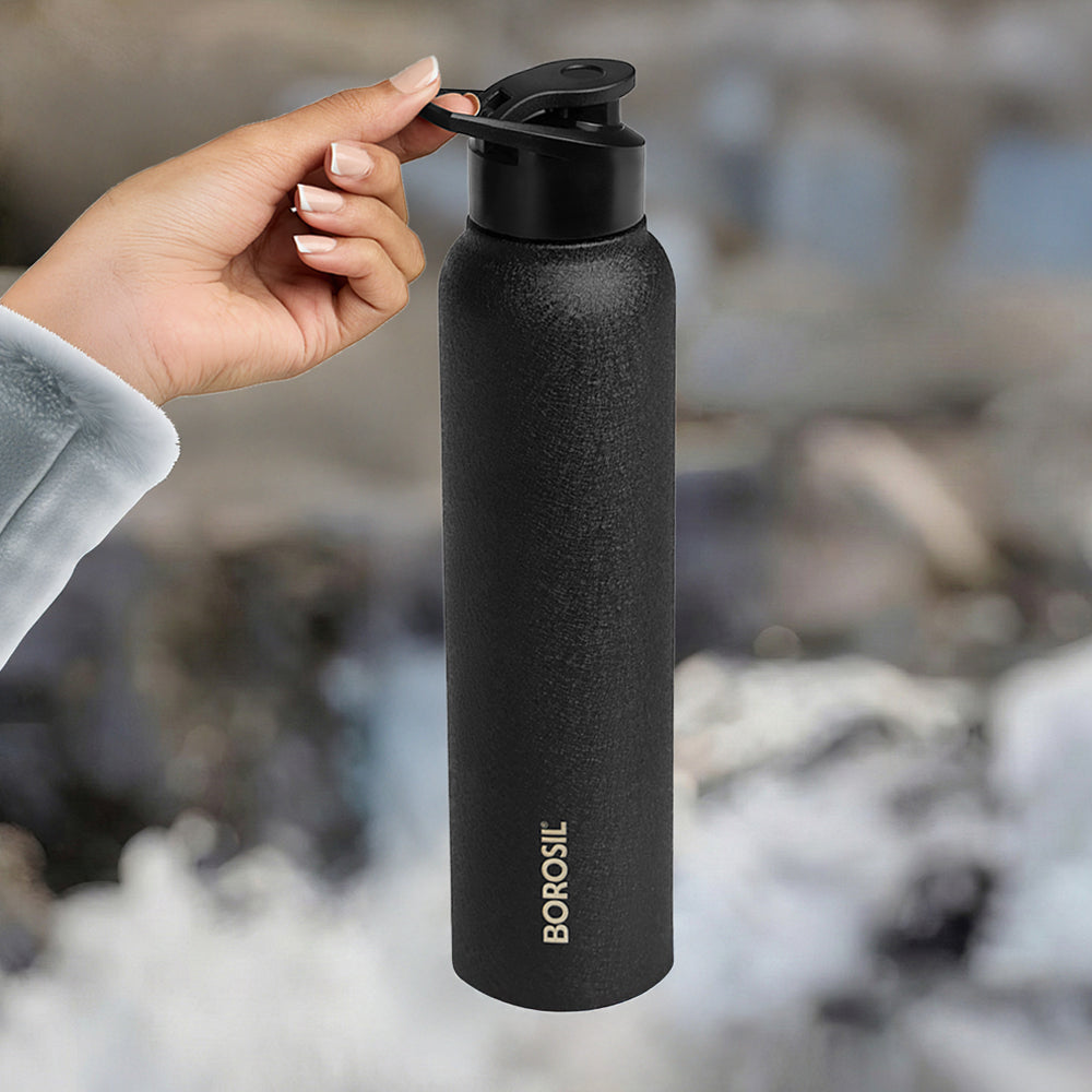 Personalised Cosmo Stainless Steel Single Wall Bottle, Black