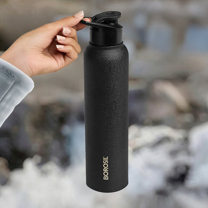 Personalised Cosmo Stainless Steel Single Wall Bottle, Black