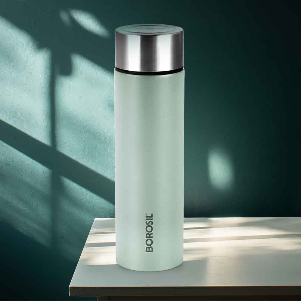 Borosil CoolSip SS Single Wall Bottle, Mint, 1 L