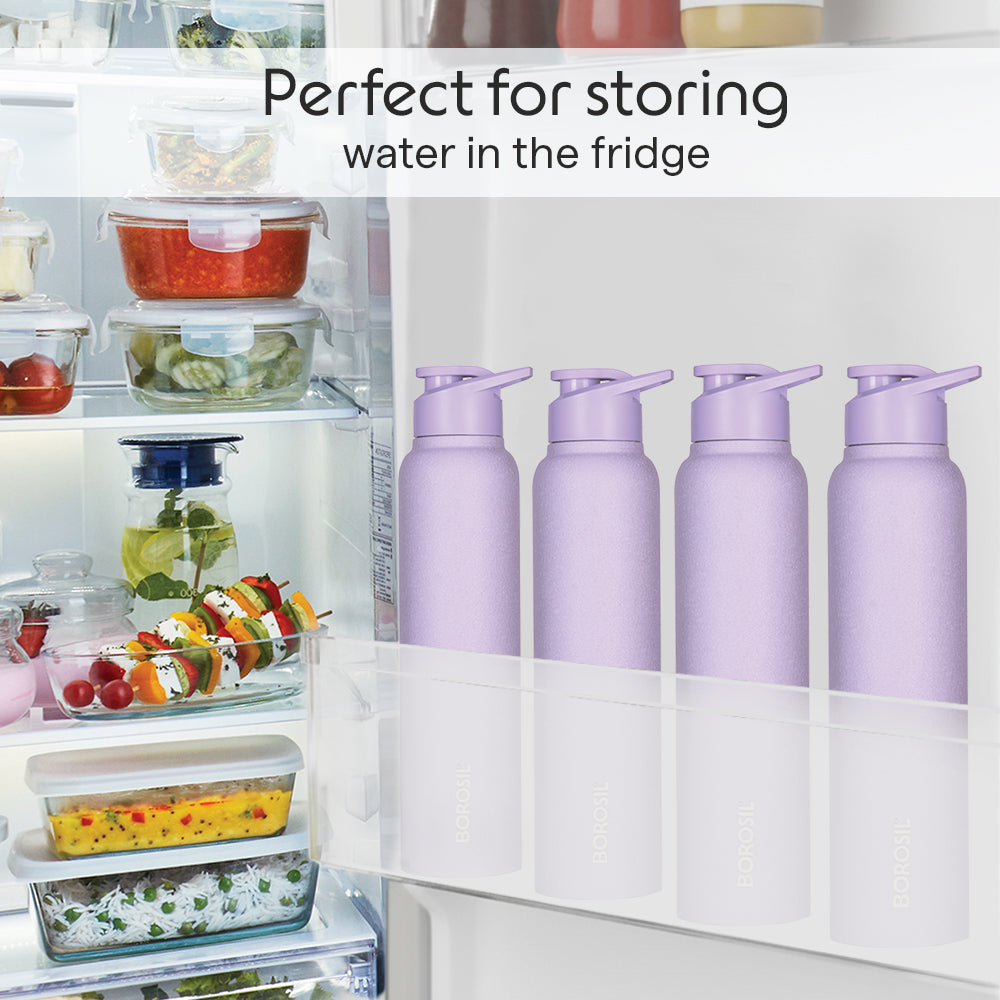 Borosil Cosmo SS Single Wall Bottle, Purple, 1 L