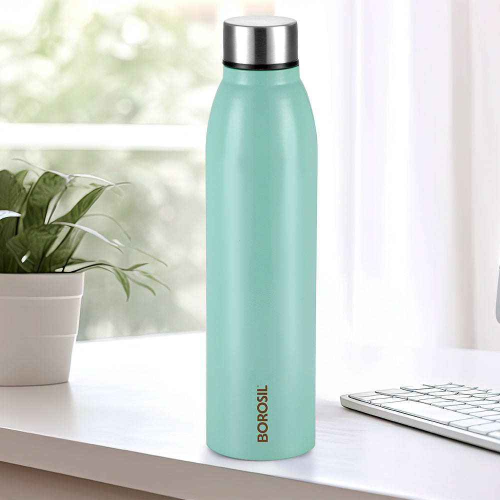Borosil Glacier SS Single Wall Bottle, Jade, 950ml